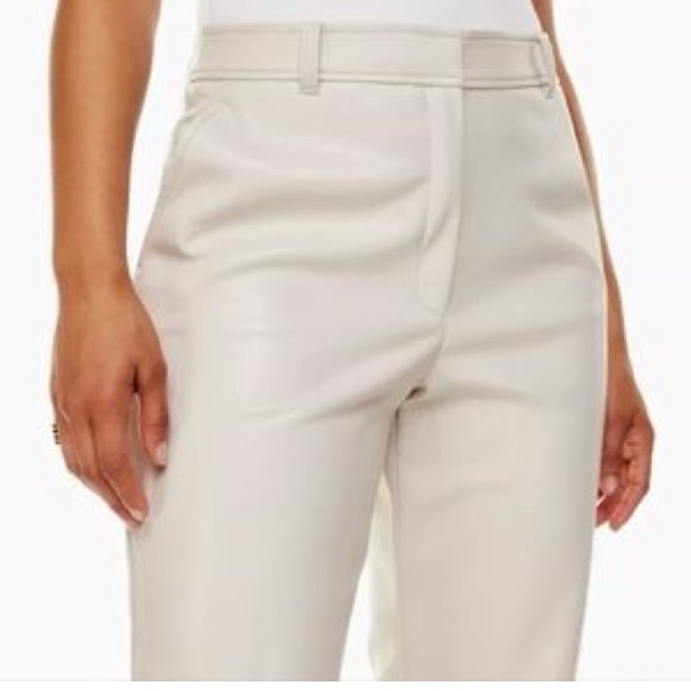 Aritzia Babaton Vegan Leather Command pant in beige size 8